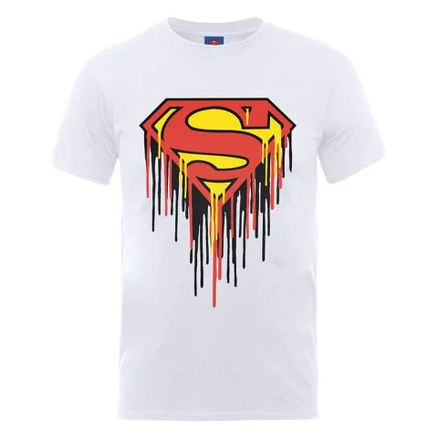 DC Comics Men's T-Shirt Superman Drip Logo - White - S - Weiß Bild 1
