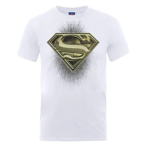 DC Comics Men's T-Shirt Superman Engraving Logo - White - S - Weiß Bild 1