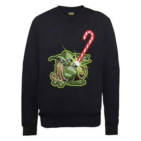 Star Wars - Candy Cane Yoda Weihnachtspullover - Schwarz - S - Schwarz Bild 1