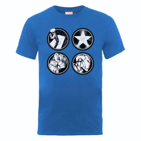 Marvel Avengers Assemble Main Logos Men's T-Shirt - Royal Blue - S - Blau Bild 1