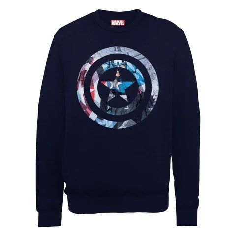 Marvel Avengers Assemble Captain America Montage Symbol Men's Sweatshirt - Navy - S - Marineblau Bild 1