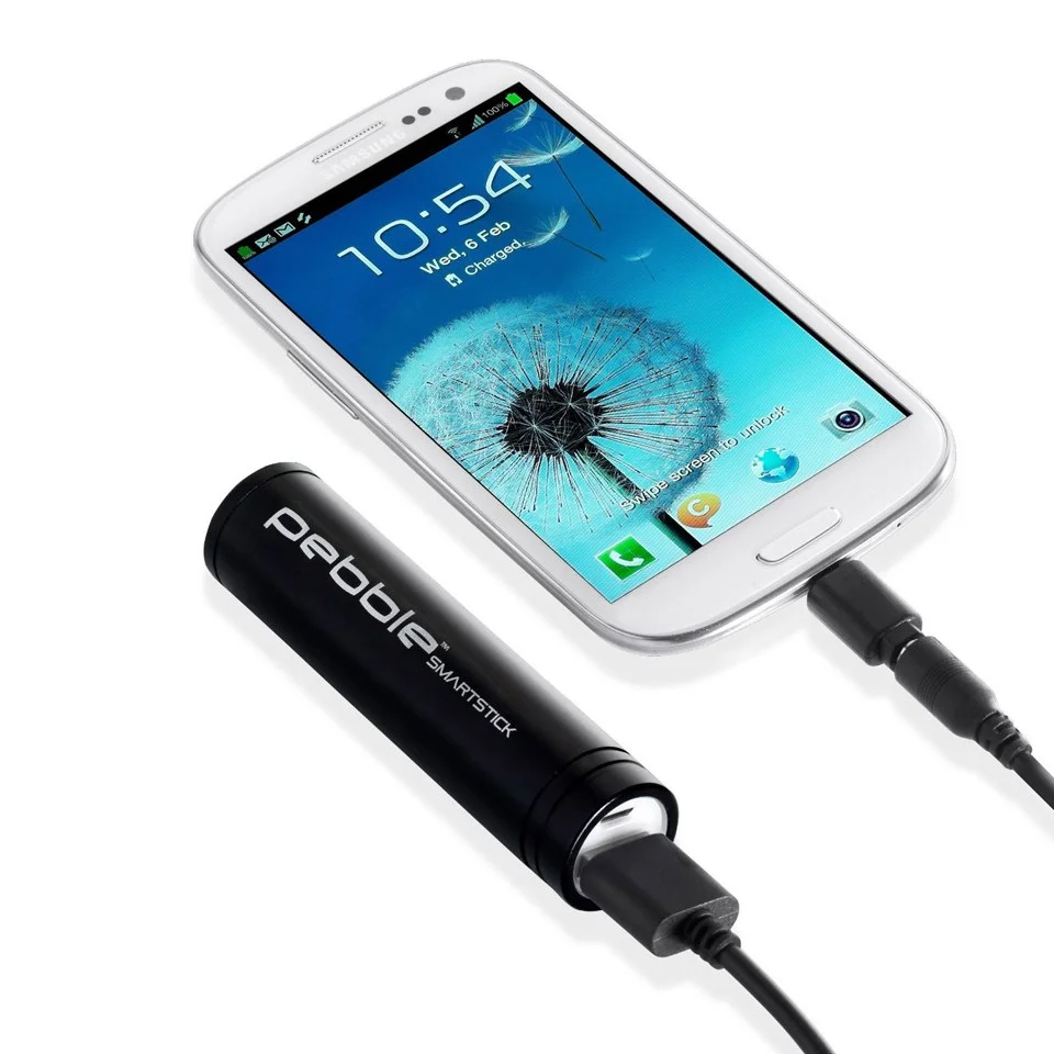 Veho Pebble Smartstick Emergency Portable Battery Back Up Power - Black (2200mAh) Bild 1