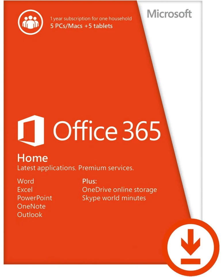 Microsoft Office 365, Home Premium, Lizenz, 5 PCs/ Macs, 1 Jahresabonnement (PC/Mac) Bild 1