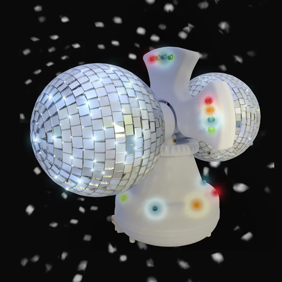Twin Rotating LED Disco Ball - White Bild 1