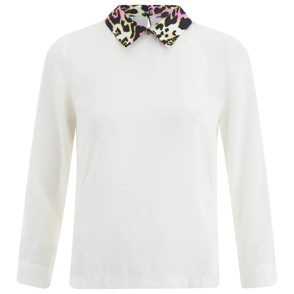 Vero Moda Women's Medine Contrast Collar Top - White - XS/UK 8 - Weiß Bild 1