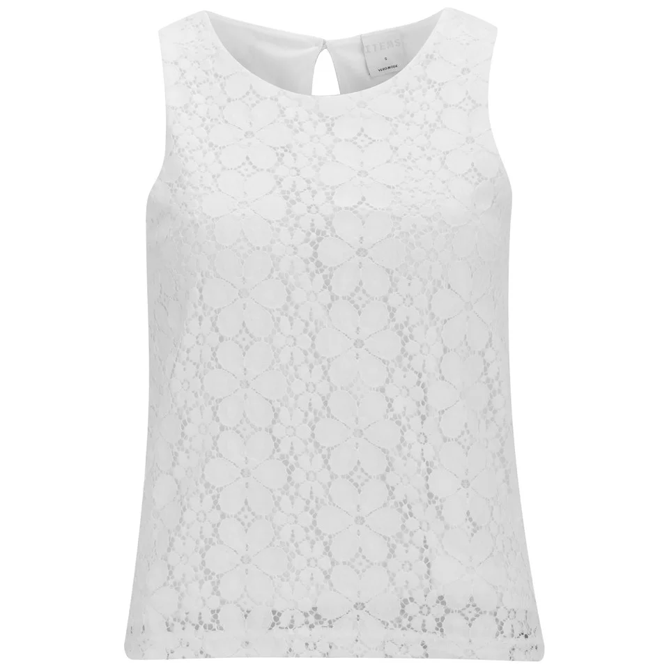 Vero Moda Women's Floral Lace Top - Snow White - XS/UK 8 - Weiß Bild 1
