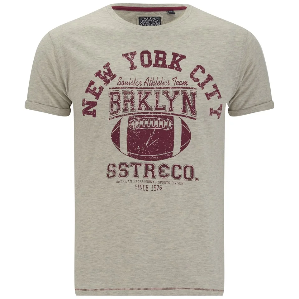 Soul Star Men's MT Strong Printed T-Shirt - Oatmeal Mel - S - Cream Bild 1