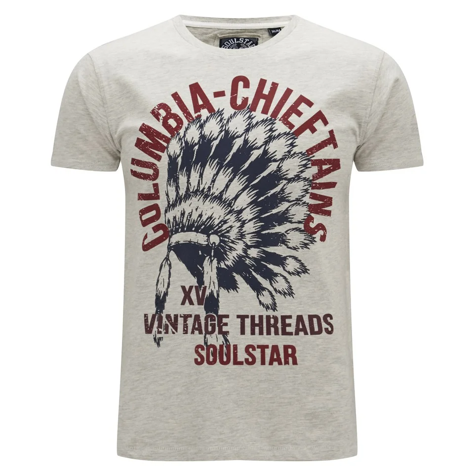 Soul Star Men's Mt Chieftans Printed T-Shirt - Oatmeal Mel - S - Cream Bild 1