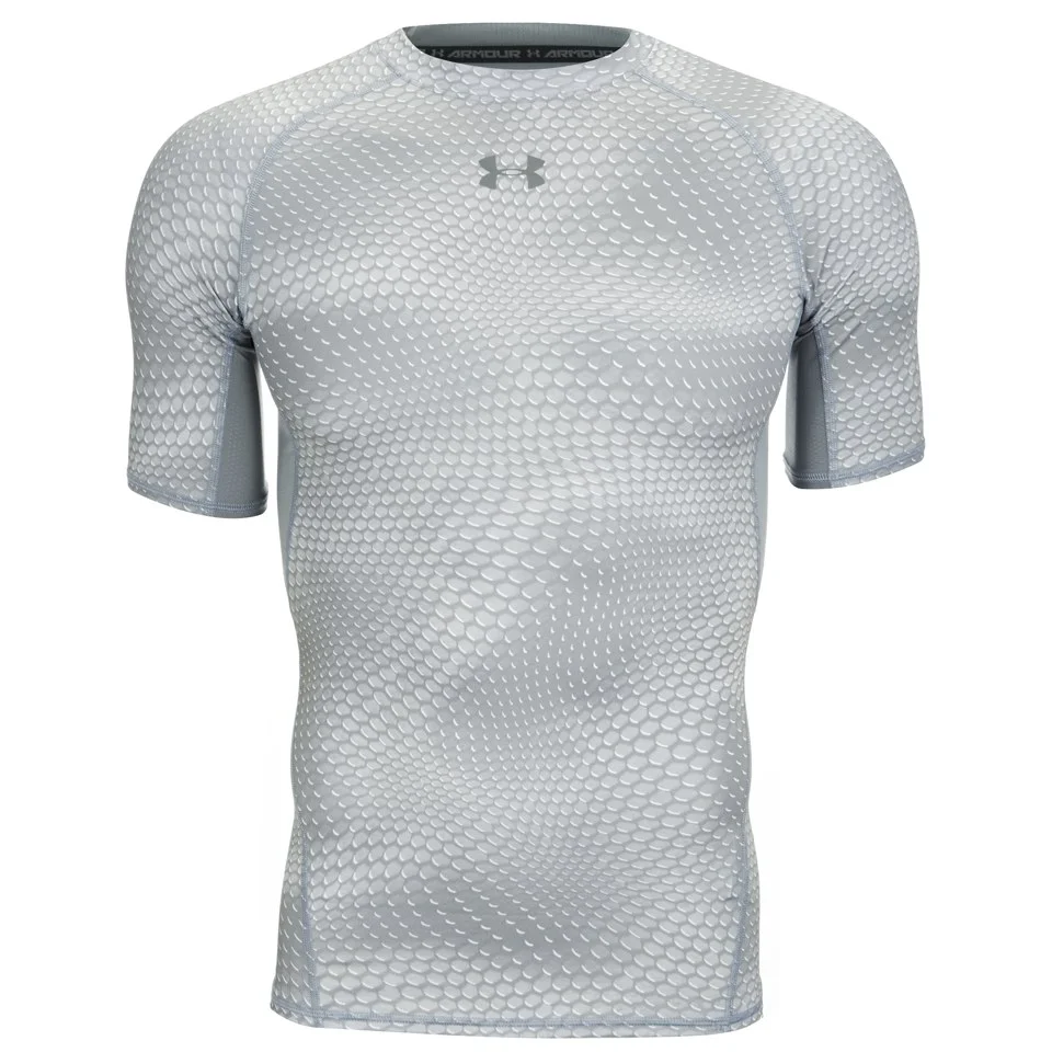 Under Armour Men's Armour Heat Gear Printed Short Sleeve Training T-Shirt - Grey/White - S - Grau Bild 1