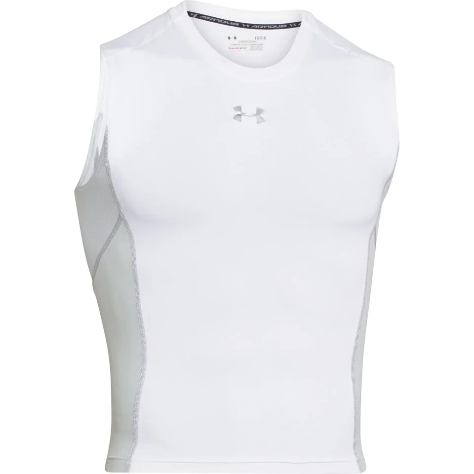 Under Armour Men's Heat Gear Armourstretch Sleeveless Training T-Shirt - White/Steel - S - Weiß Bild 1