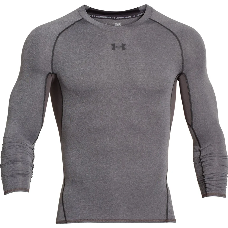 Under Armour Men's Armour HeatGear Long Sleeve Compression Top - Carbon Heather/Black - S - Grau/Schwarz Bild 1