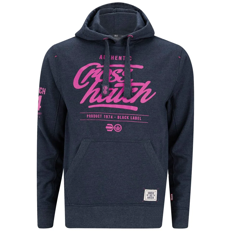 Crosshatch Men's Squirm Neon Print Hoody - Navy Marl - S - Blau Bild 1