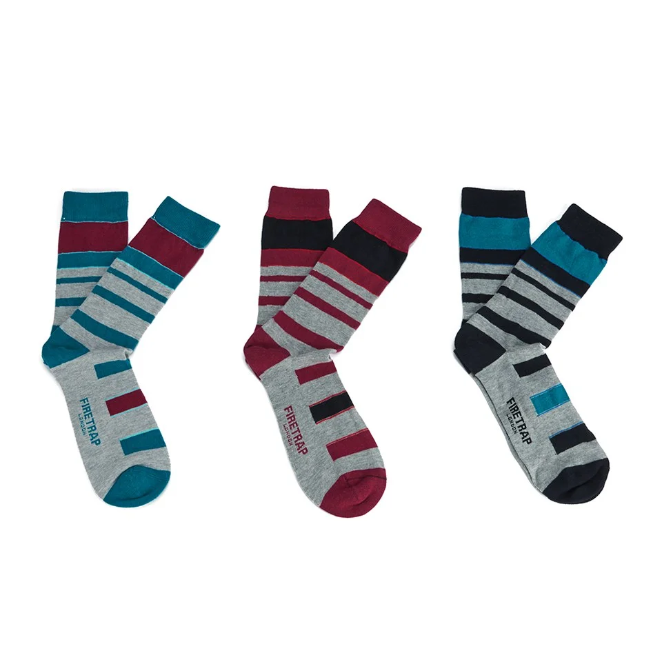 Firetrap Men's Block Mark 3-Pack Socks - Grey - Eine Größe - Grau Bild 1