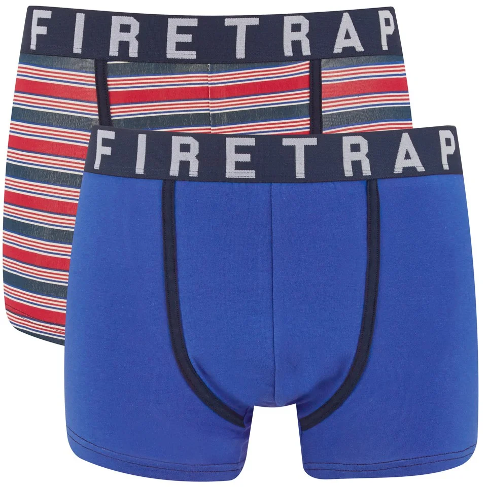Firetrap Men's Multi Stripe 2-Pack Boxers - Electric Blue/Striped - S - Blue/Red Bild 1