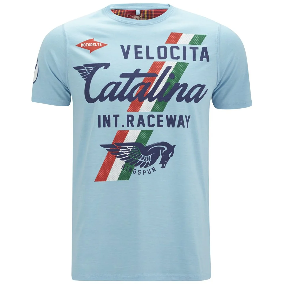 Ringspun Men's Delta Printed T-Shirt - Sky Marl - S - Blau Bild 1