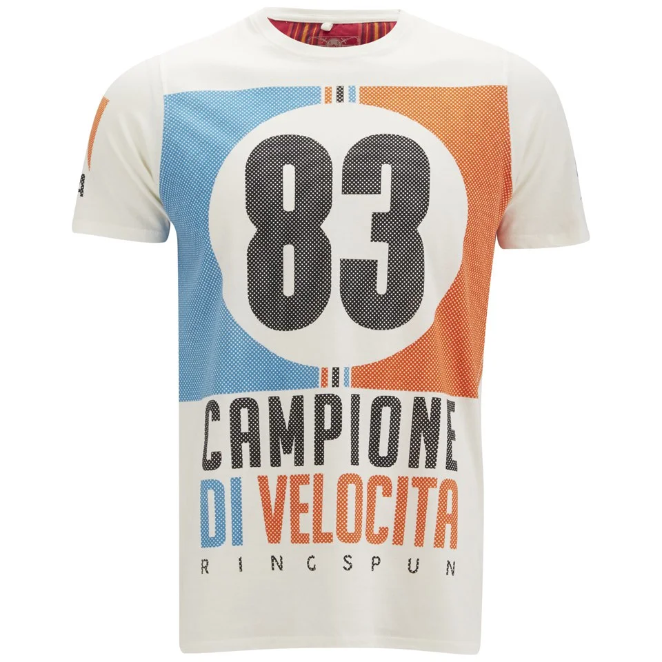 Ringspun Men's Velocity Printed T-Shirt - Off White - S - Cream Bild 1