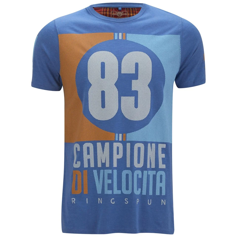 Ringspun Men's Velocity Printed T-Shirt - Royal Marl - S - Blau Bild 1