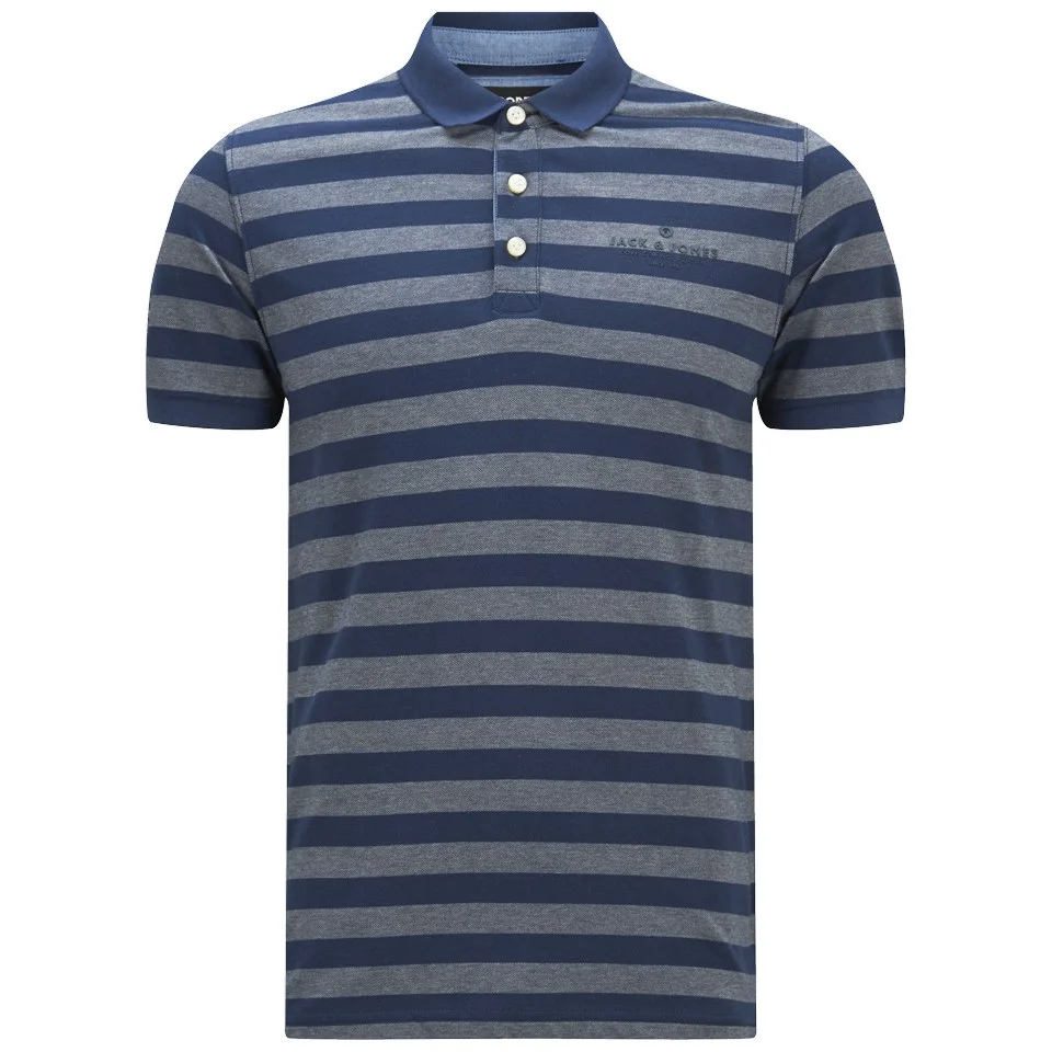 Jack & Jones Men's Cooper Striped Polo Shirt - Black Navy - S - Blau Bild 1