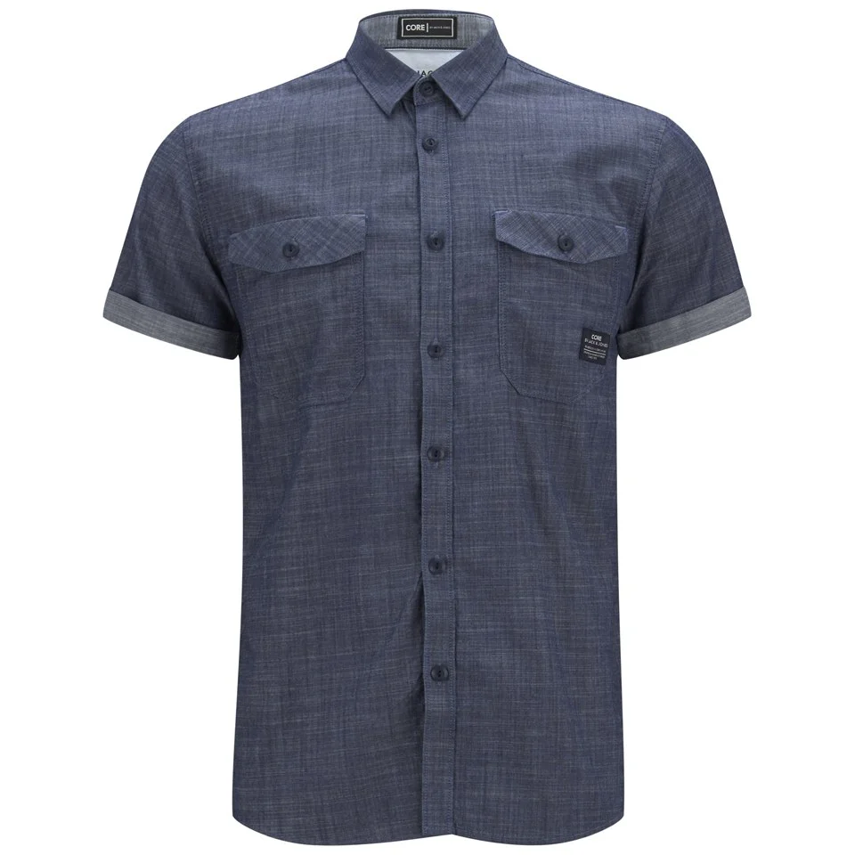 Jack & Jones Men's Short Sleeved Erik Shirt - Dark Denim - S - Blau Bild 1