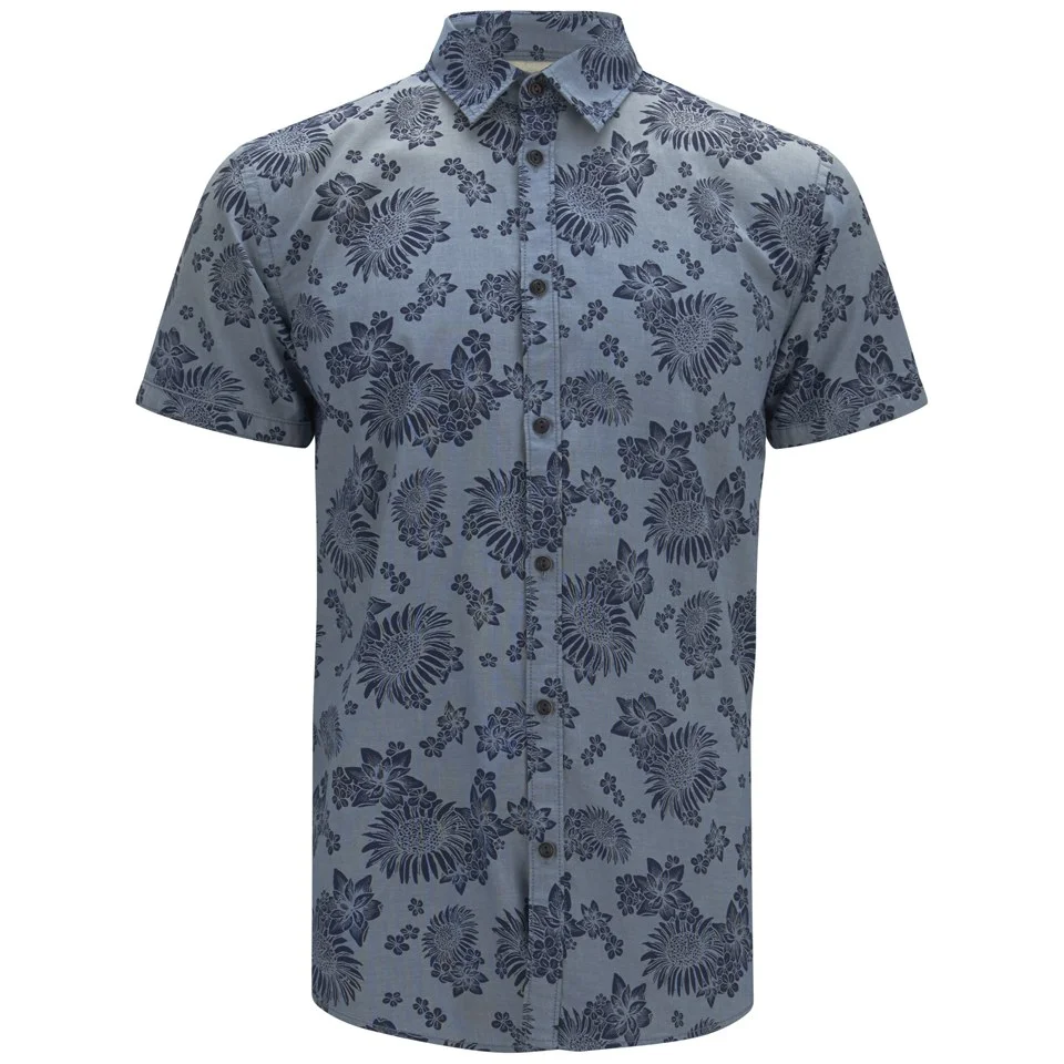 Jack & Jones Originals Men's Short Sleeved Printed Van Shirt - Bering Sea - S - Blau Bild 1