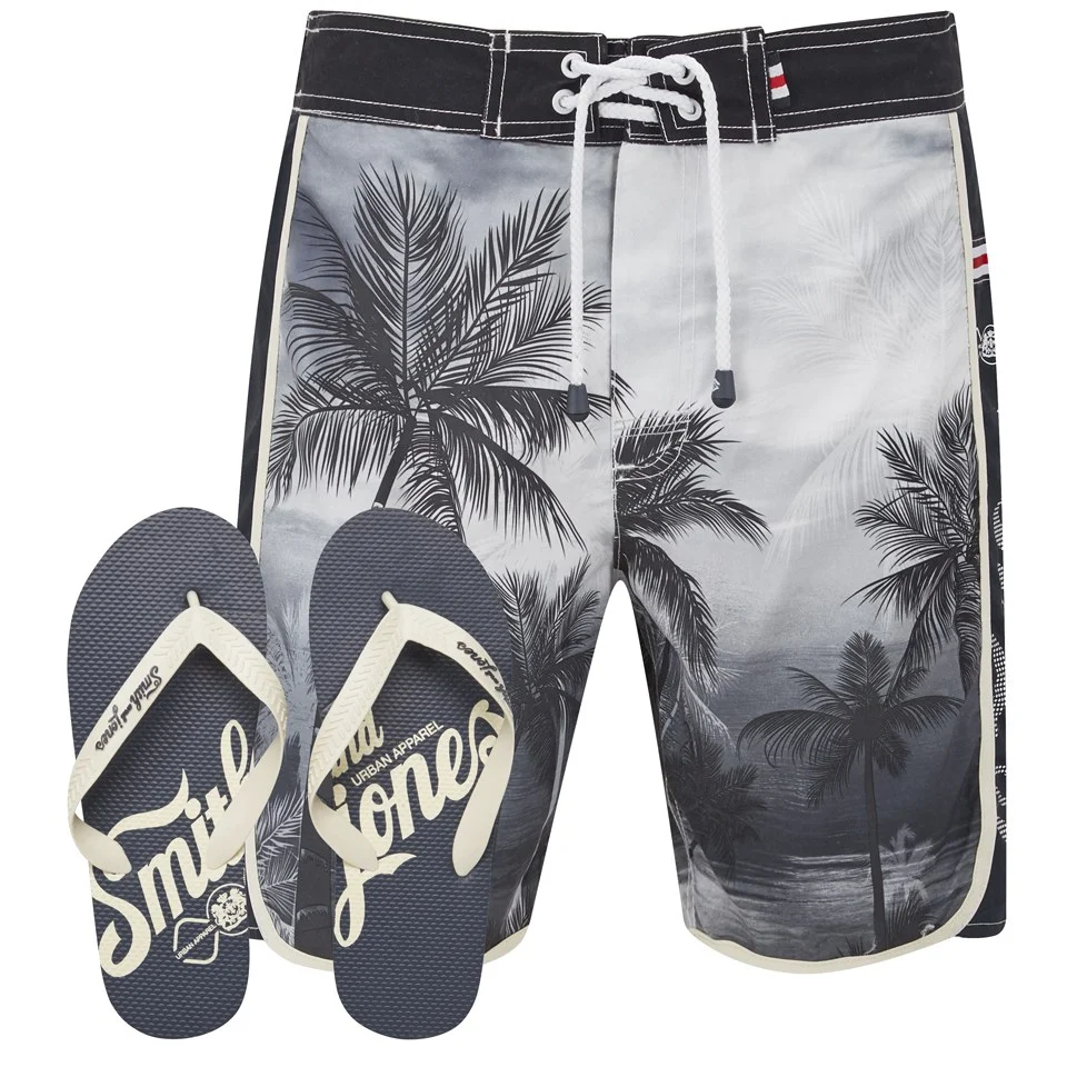 Smith & Jones Men's Kokomo Board Shorts with Free Flip Flops - Black - S - Rot Bild 1