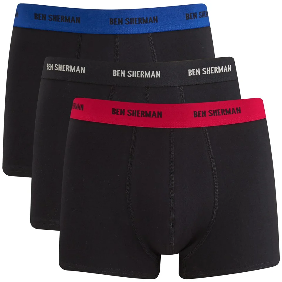 Ben Sherman Men's 3-Pack Andrew Trunks - Black Blue/Red/Black - S - Schwarz Bild 1