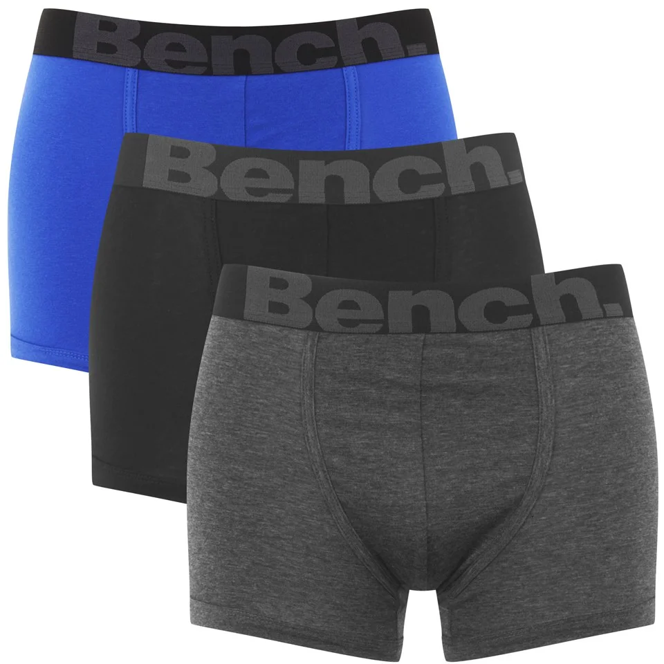 Bench Men's 3-Pack Contrast Waistband Boxers - Blue/Grey/Black - S - Blue/Grey/Black Bild 1