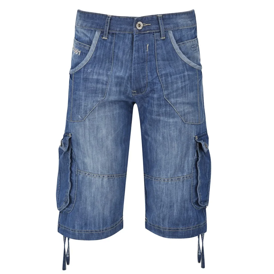 Crosshatch Men's Kanaster Denim Shorts - Bleach Wash - W30 - Blau Bild 1