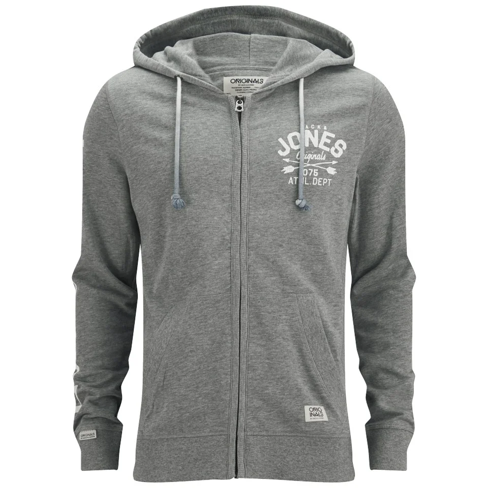Jack & Jones Men's Originals Went Sweat Zip Hoody - Light Melange Grey - S - Grau Bild 1
