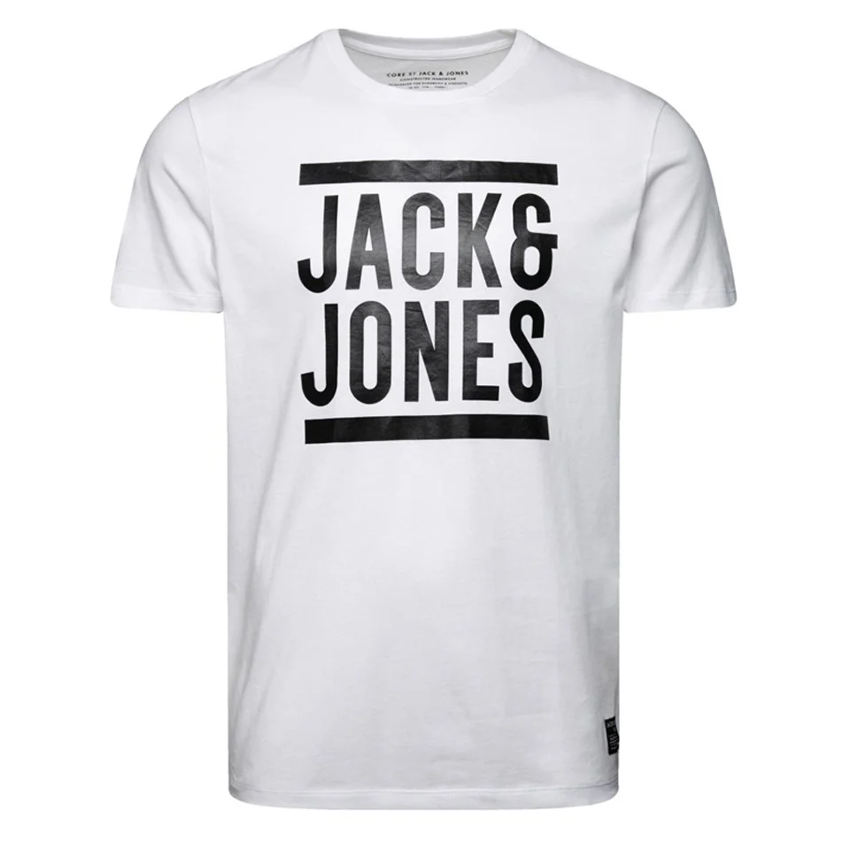 Jack & Jones Men's Core Fly T-Shirt - White and Black - S - Weiß Bild 1