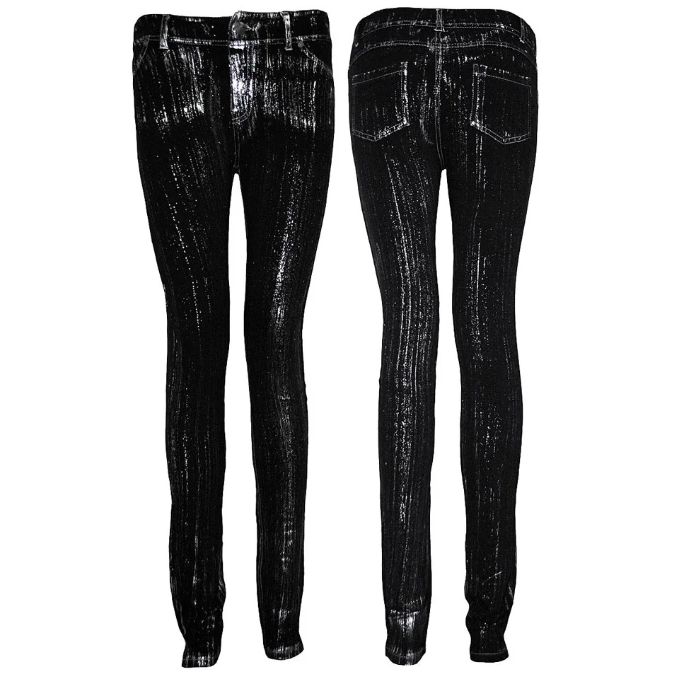 Spiral Women's GOTHIC ROCK Glitter Jeggings - Black - L - Schwarz Bild 1