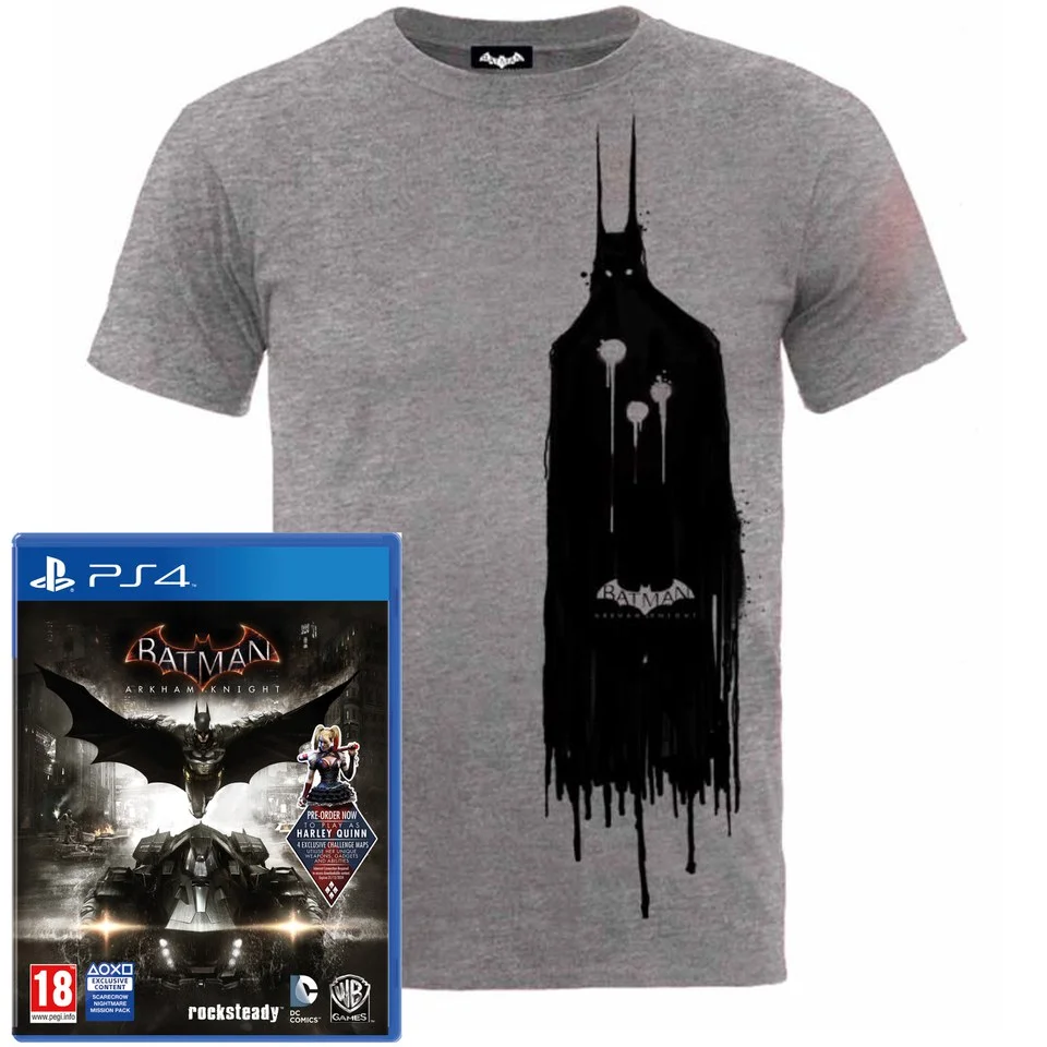 Zavvi Exclusive DC Comics Arkham Knight PS4 Game and T-Shirt Bundle - Grey - M Bild 1