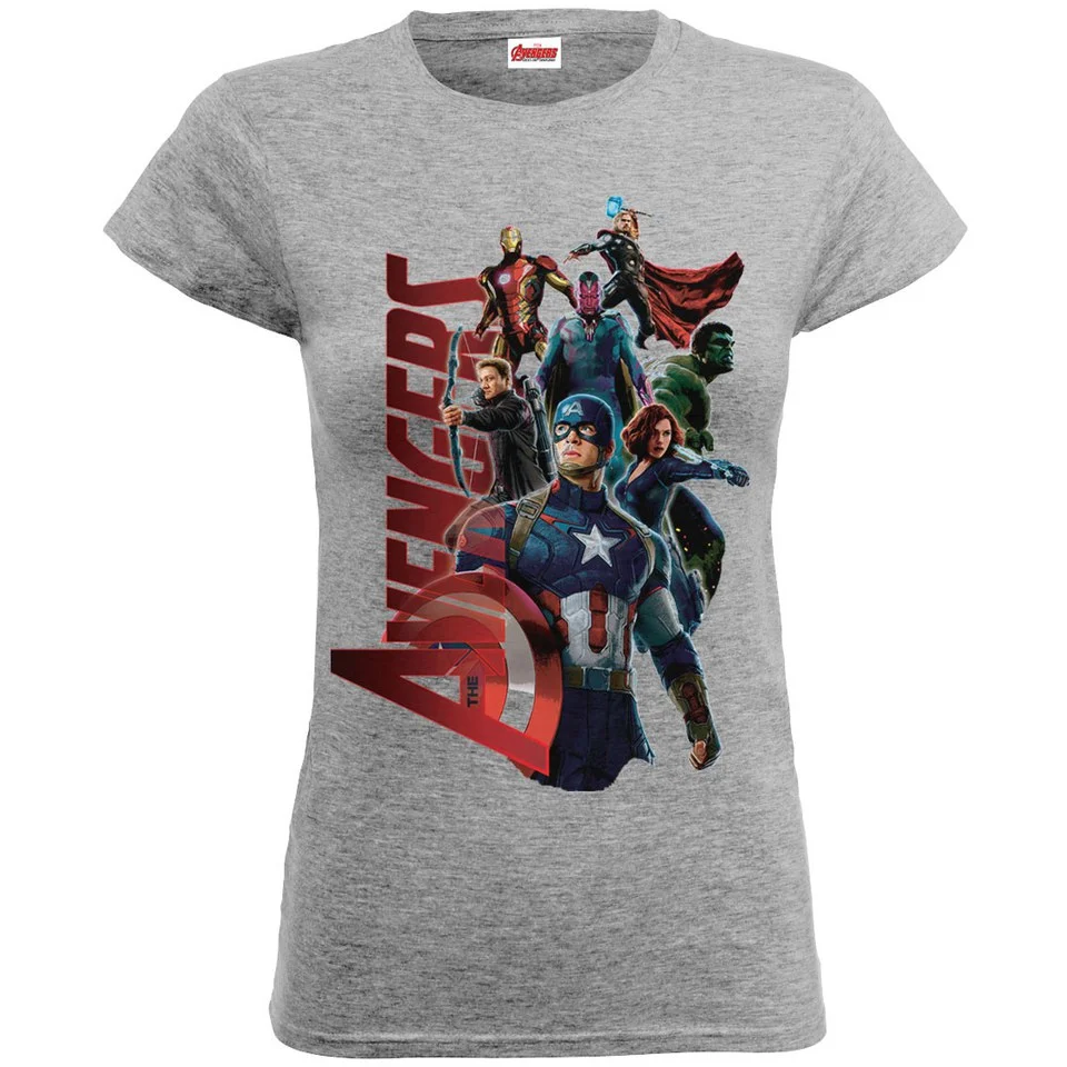 Marvel Women's Avengers Age of Ultron Team Avengers T-Shirt - Heather Grey - S - Grau Bild 1