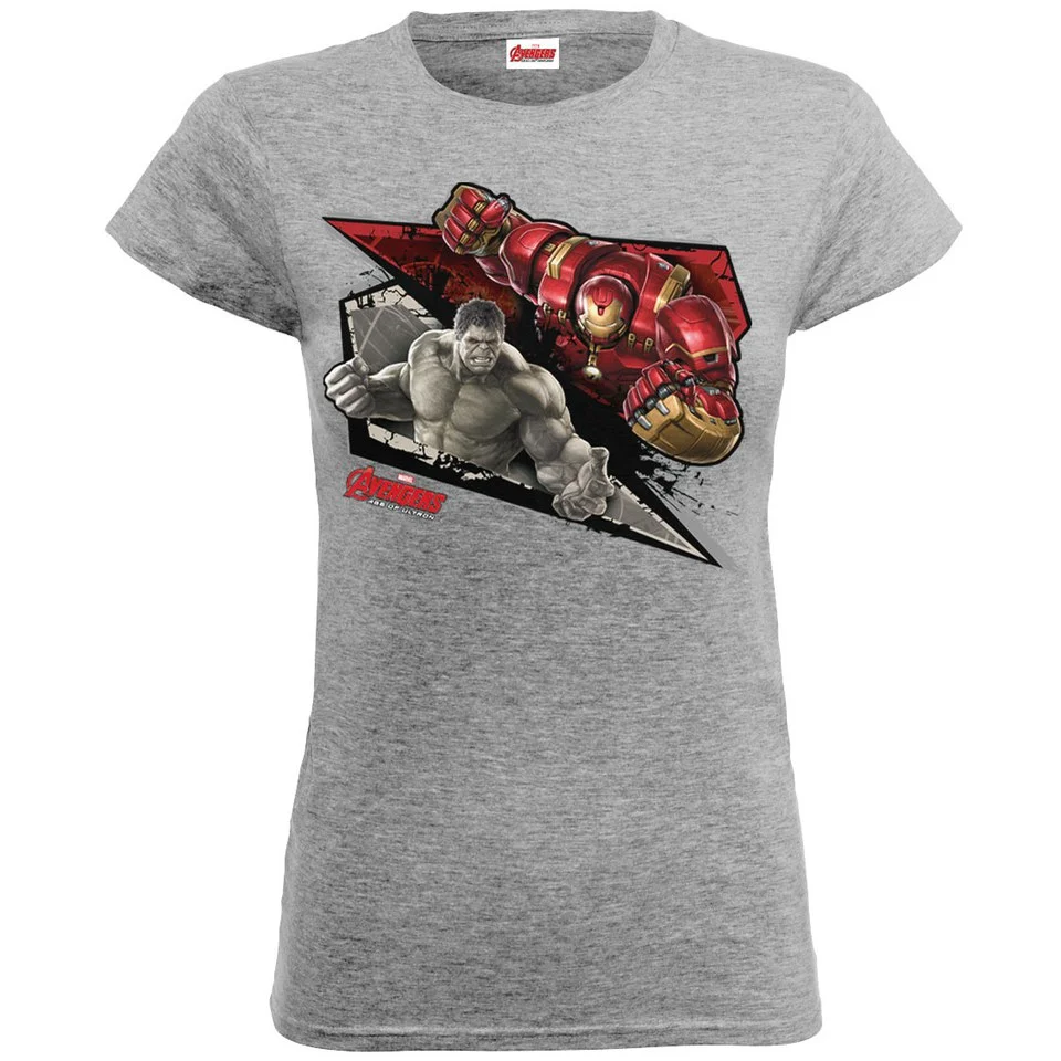 Marvel Women's Avengers Age of Ultron Hulk Vs. Hulkbuster Shards T-Shirt - Heather Grey - S - Grau Bild 1