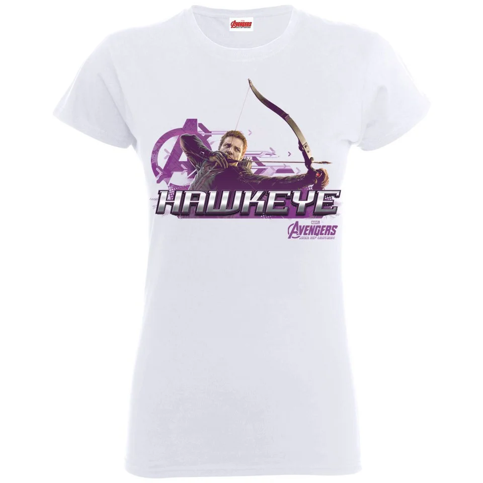 Marvel Women's Avengers Age of Ultron Hawkeye Logo T-Shirt - White - S - Weiß Bild 1