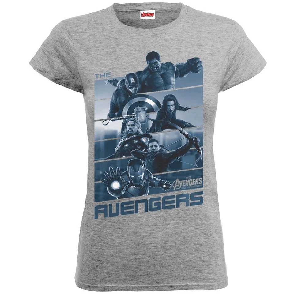 Marvel Women's Avengers Age of Ultron Team Stripes T-Shirt - Heather Grey - S - Grau Bild 1