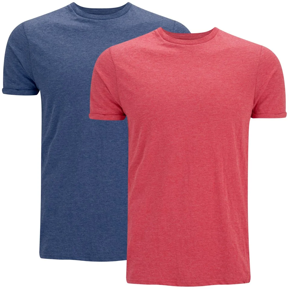 Brave Soul Men's Vardan 2 Pack T-Shirt - Blue/Red - S - Blau Bild 1