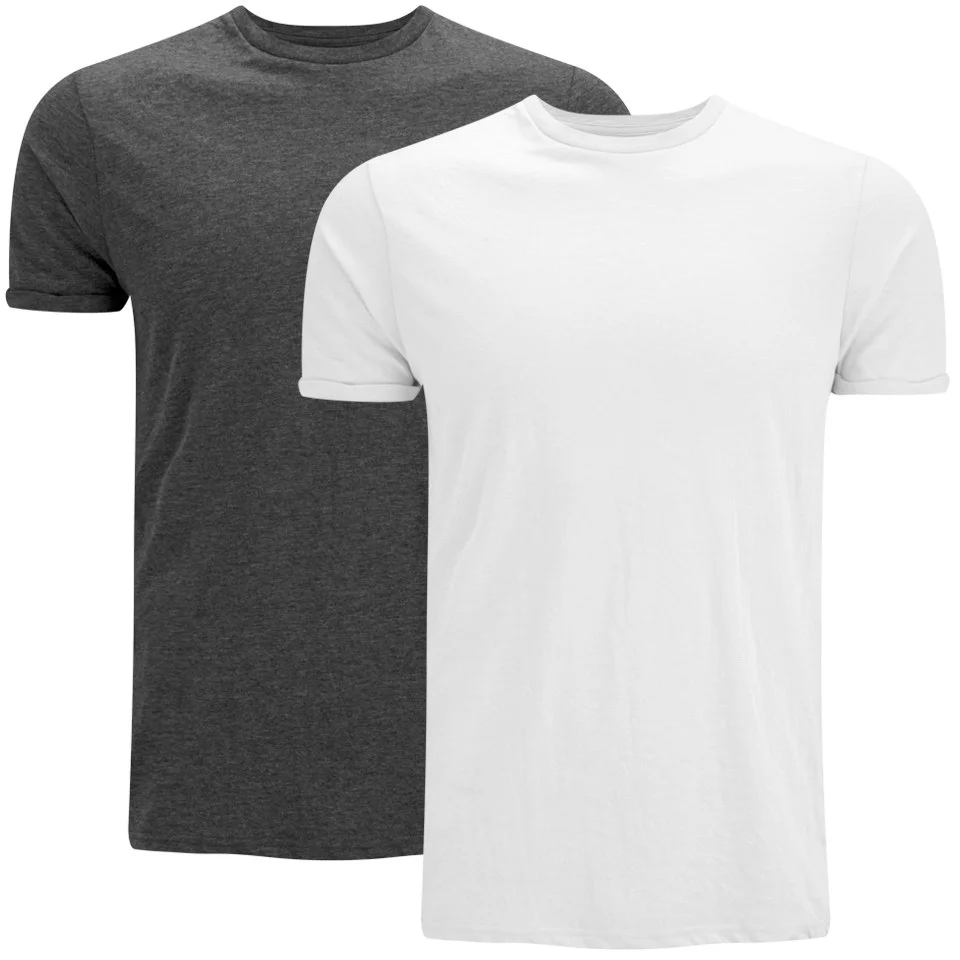 Brave Soul Men's Vardan 2 Pack T-Shirt - Grey/White - S - Grau Bild 1