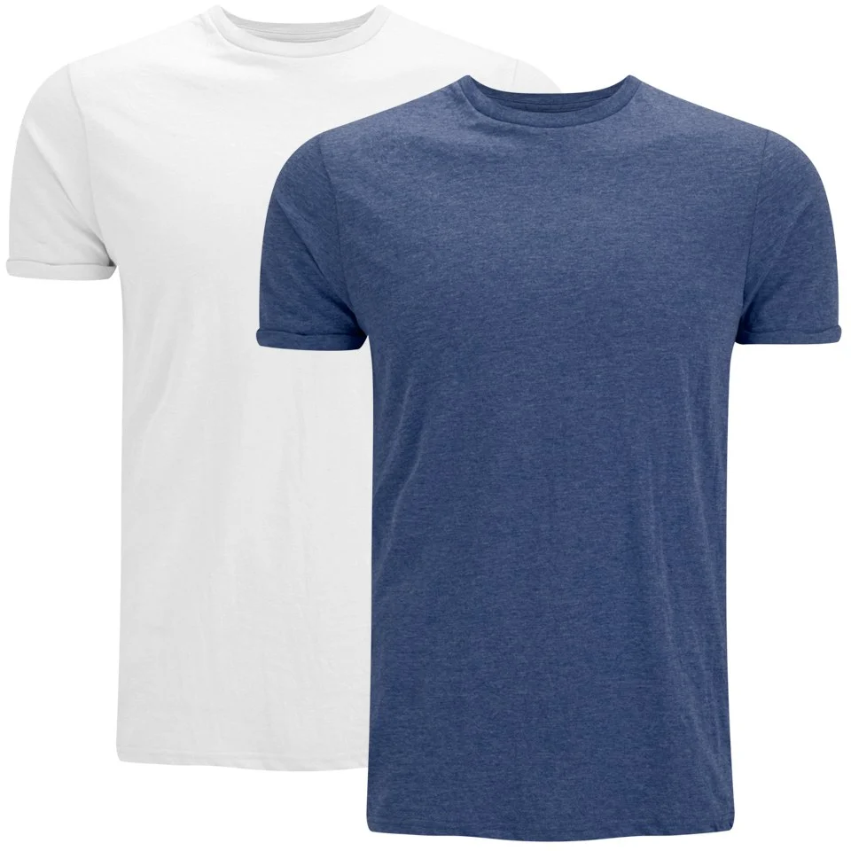 Brave Soul Men's Vardan 2 Pack T-Shirt - Blue/White - S - Blau Bild 1