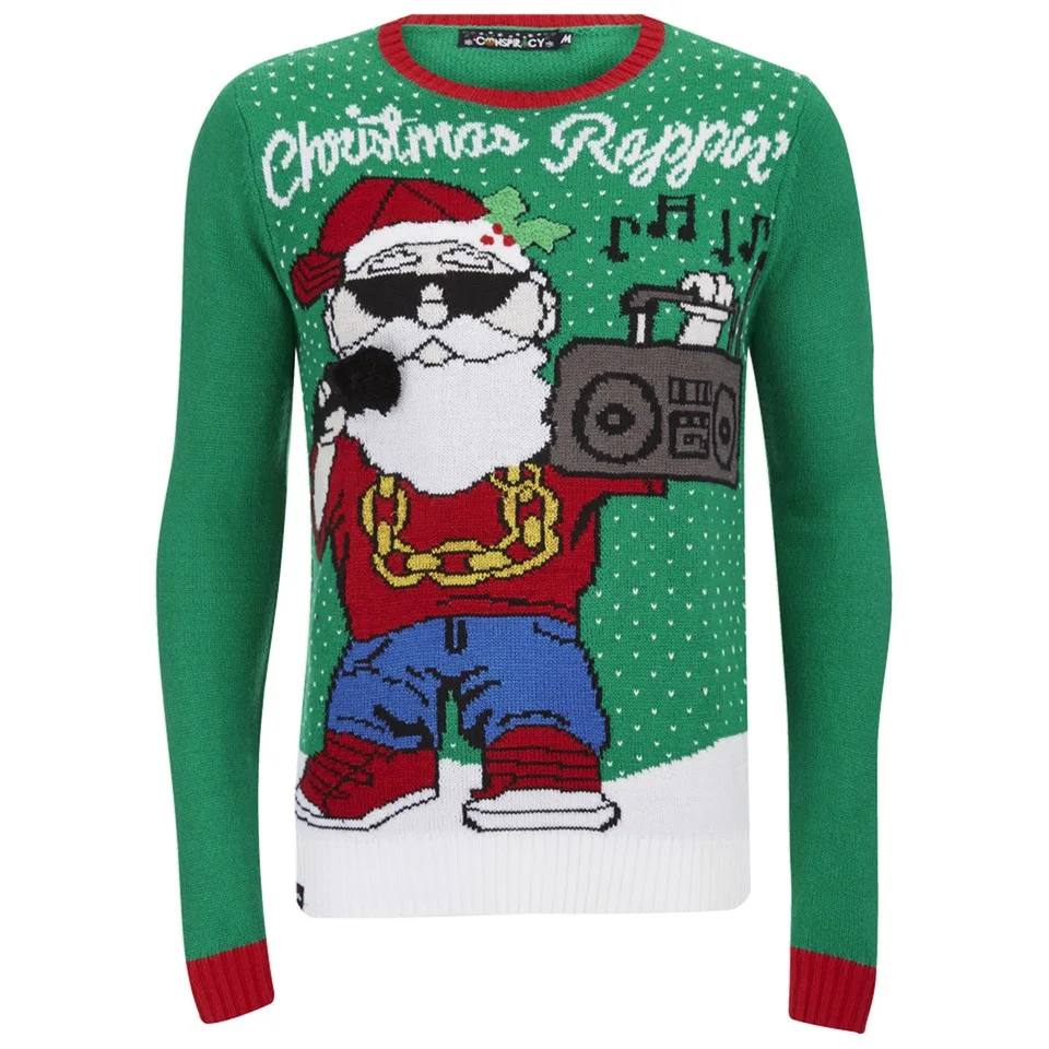 Conspiracy Men's Rappin' Christmas Jumper - Green - S - Grün Bild 1