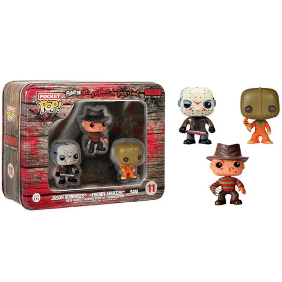 Horror Freddy, Jason, Sam Pocket Mini Funko Pop! Figur 3 Pack Tin Bild 1
