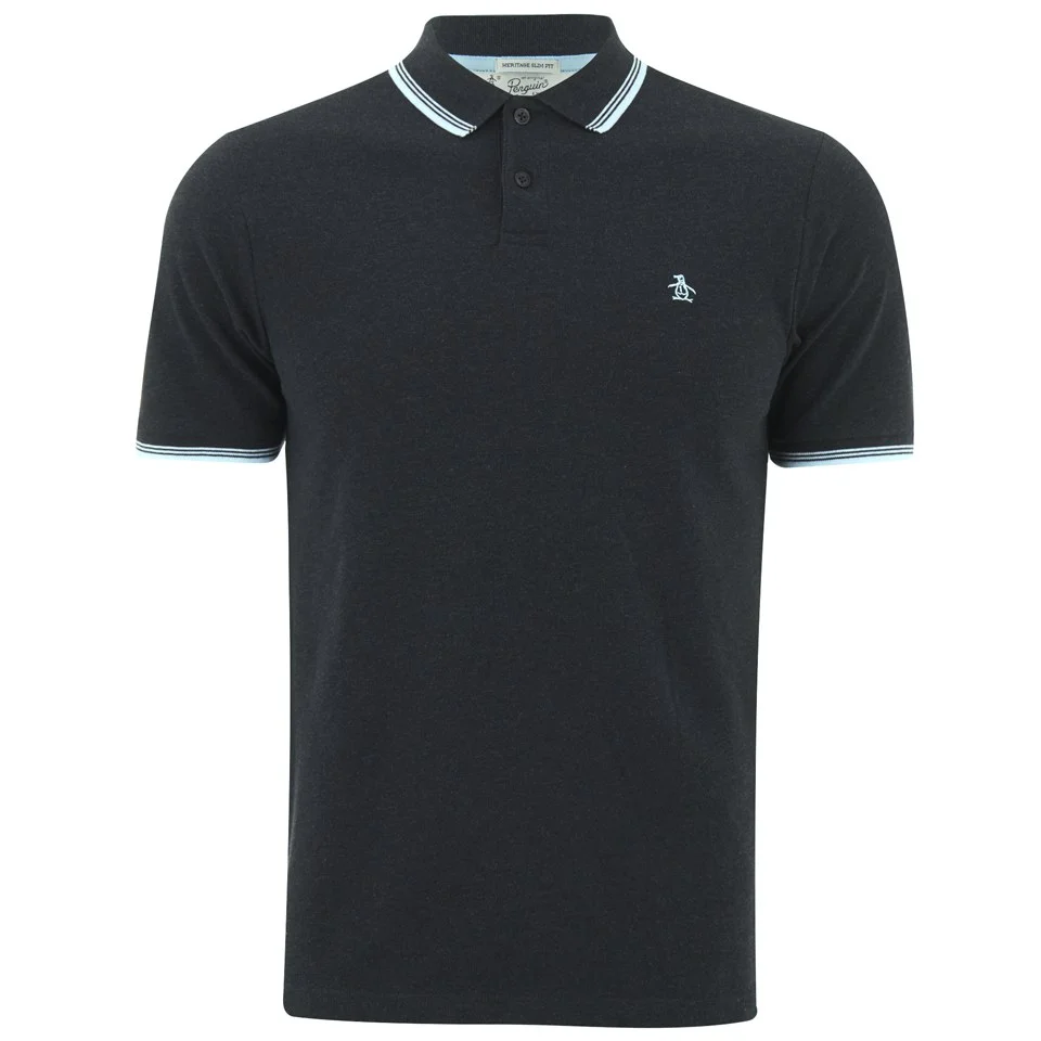 Original Penguin Men's Duo Polo Shirt - Dark Charcoal - S - Grau Bild 1