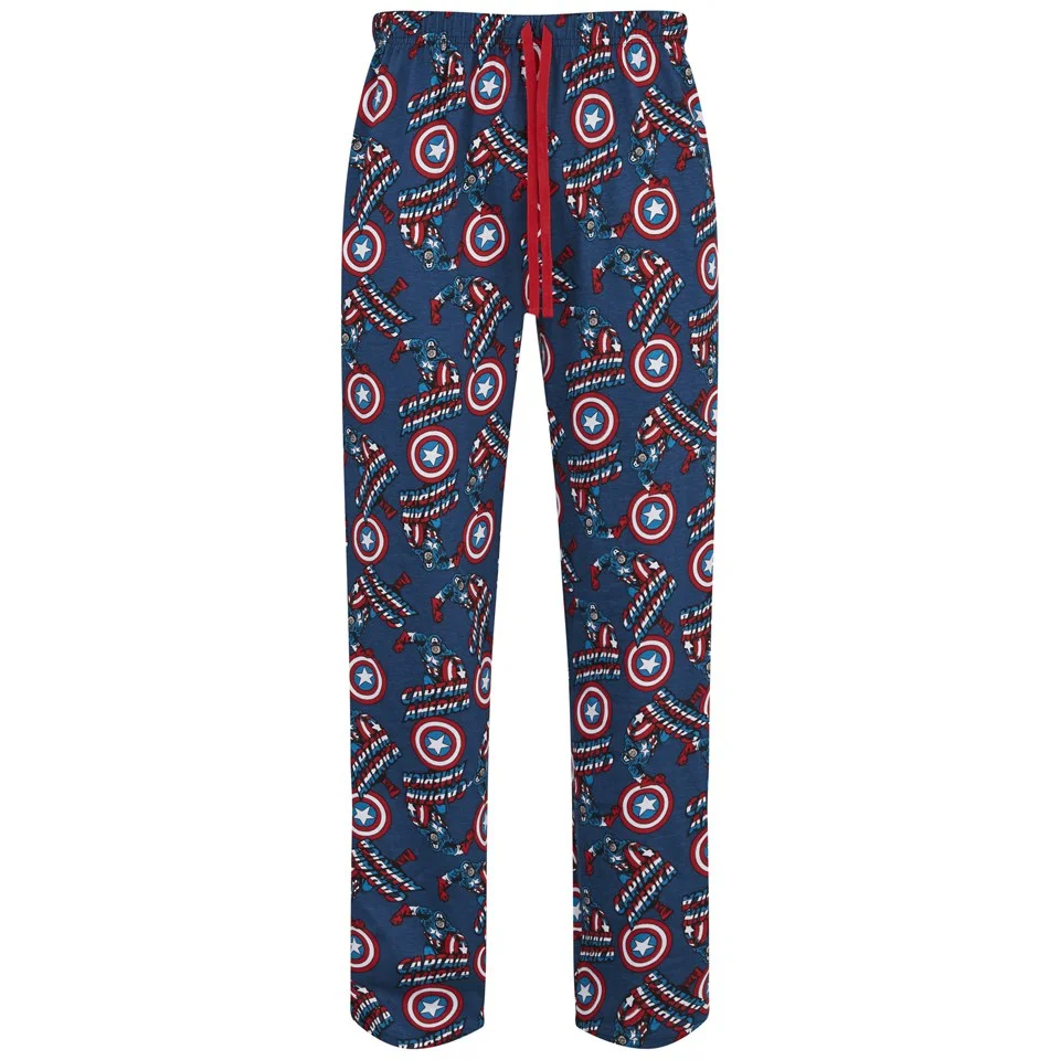 Marvel Men's Captain America All Over Print Lounge Pants - Blue - S - Blau Bild 1