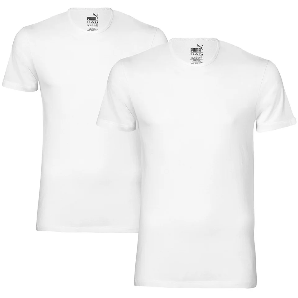 Puma Men's 2 Pack Crew Neck T-Shirts - White - S - Weiß Bild 1