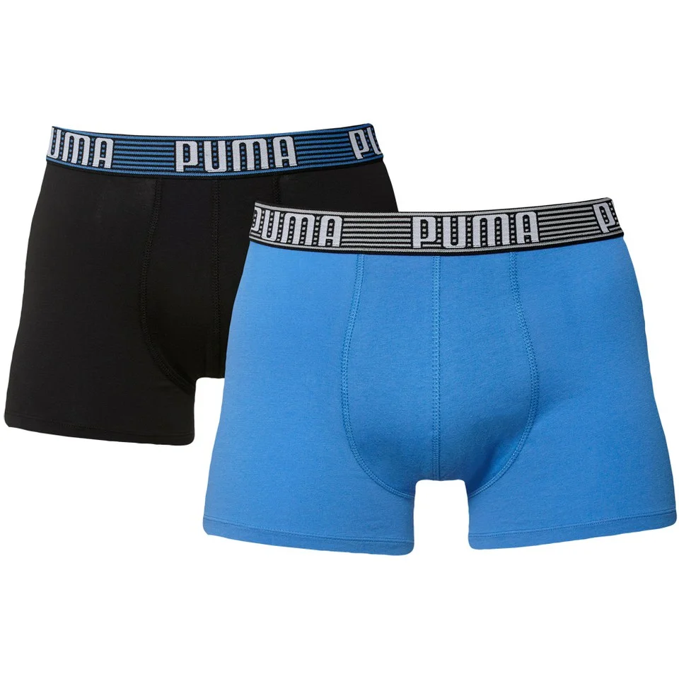 Puma Men's 2 Pack Striped Waistband Boxers - Blue/Black - S - Blau/Schwarz Bild 1