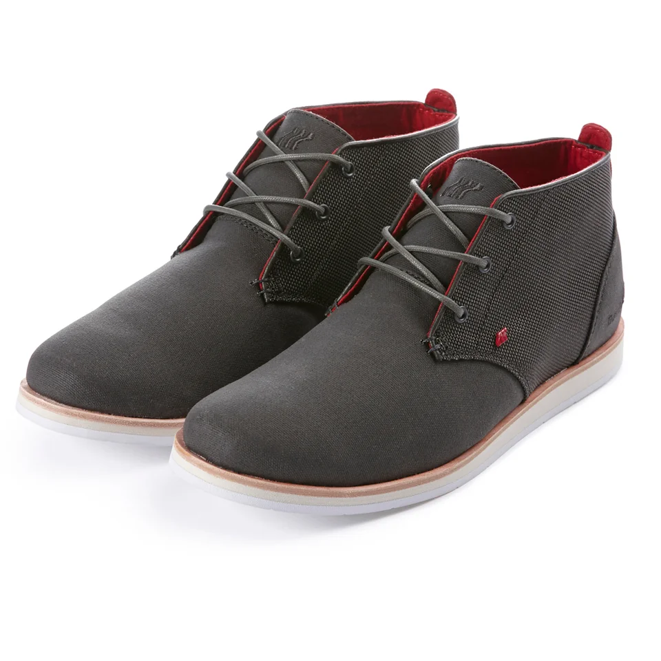 Boxfresh Men's Dalston Waxed Canvas Chukka Boots - Charcoal/Red - UK 7 - Schwarz Bild 1