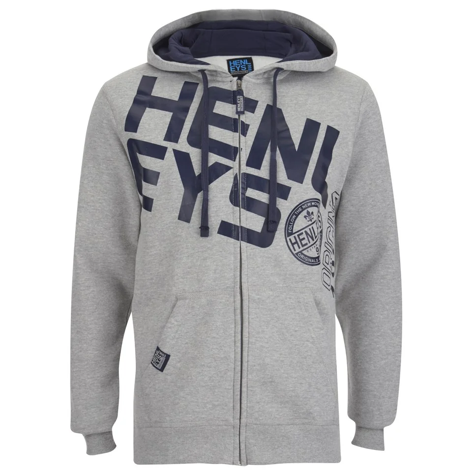 Henleys Men's Slope Zip Through Hoody - Athletic Grey Marl - S - Grau Bild 1
