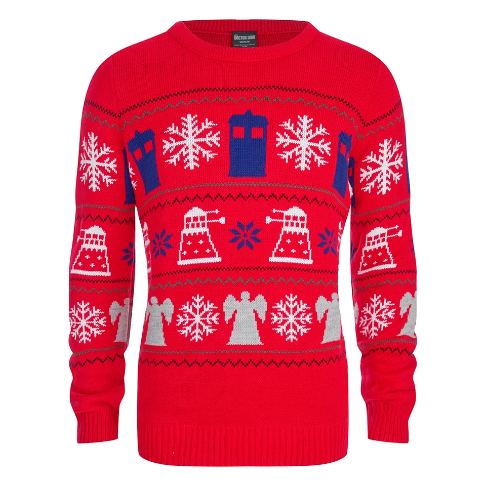 Doctor Who Dalek Snowflake Christmas Jumper - Red - S - Rot Bild 1