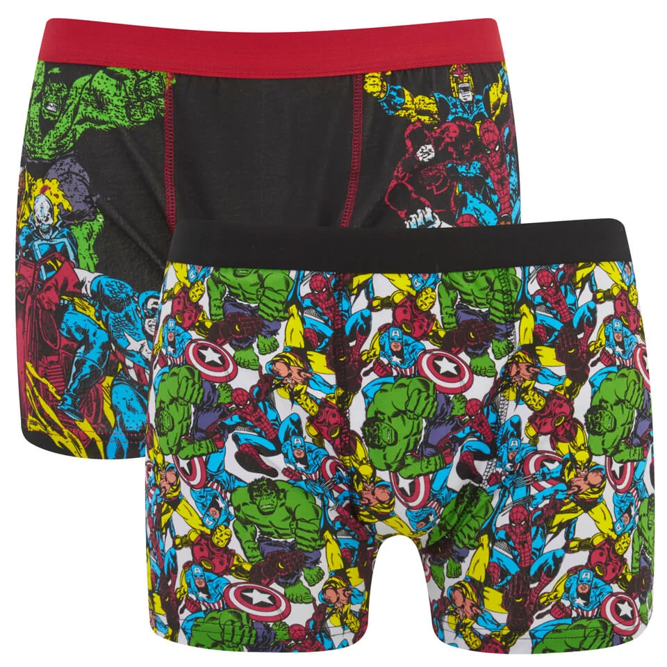 Marvel Men's 2 Pack All Over Print Boxers - Black - S - Schwarz Bild 1