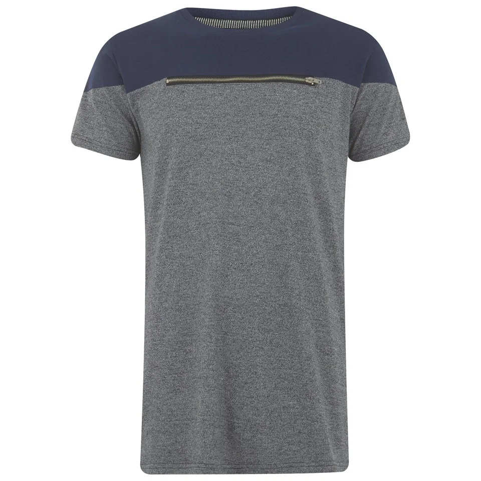 Eclipse Men's Ruskin Zip Chest Cut and Sew T-Shirt - Grey/Navy - S - Grau/Blau Bild 1